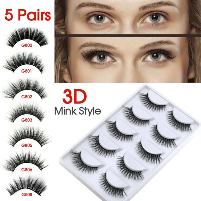5 Pairs 3D Mink Natural Thick False Fake Eyelashes Eye Lashes Makeup Extension