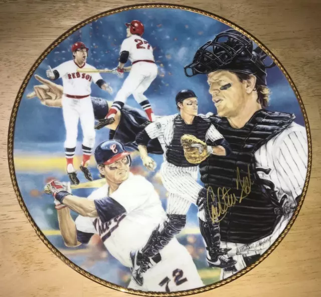 Gartlan Carlton Fisk Red White Sox Autographed Plate *Artist Remarked* Rare 1992