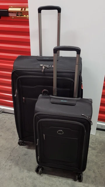 Delsey Helium 2-piece Softside Luggage Set Black Check-in Suitcase Carry-on