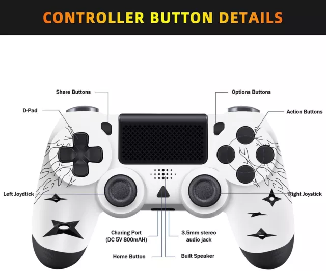 New PS4 Controller Wireless Compatible with PS4/Slim/Pro/PC with Dual Vibration 2