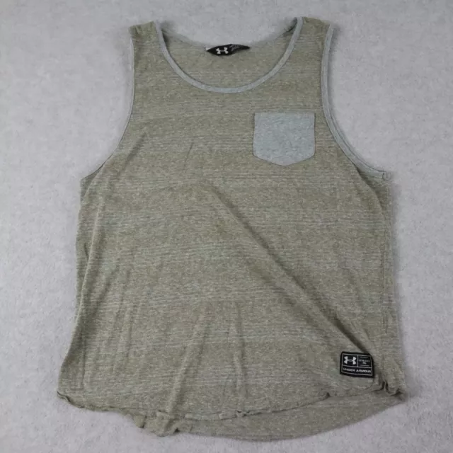 Under Armour Shirt Mens Medium Tank Top Gray Sleeveless Pocket