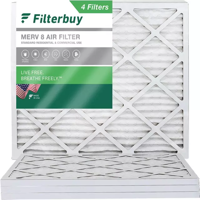 Filterbuy 20x25x1 Pleated Air Filters, Replacement for HVAC AC Furnace (MERV 8)