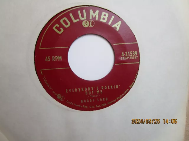 Bobby Lord=Everybody's Rockin' But Me (American)  Vg++