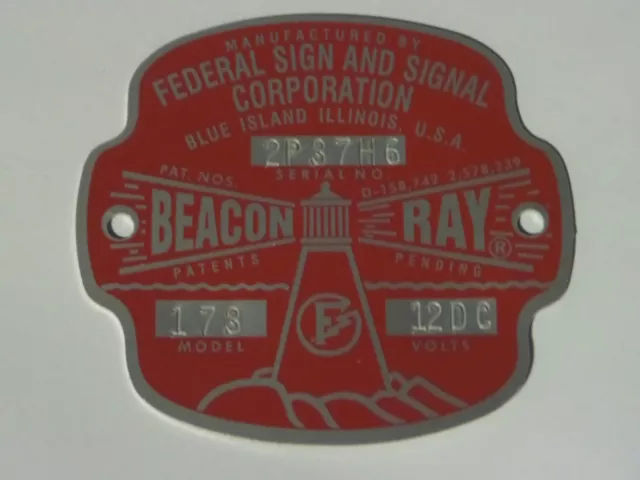 Federal Sign and Signal Model 173 Beacon Ray Replacement Badge