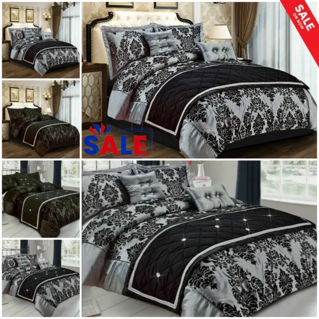 Luxury Damask Duvet Cover With Pillow Case Quilt Covers Bedding Set Double King