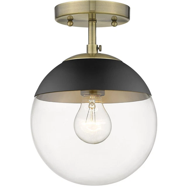 Golden Lighting Dixon 10.5 in. 1-Light Aged Brass Semi-Flush Mount