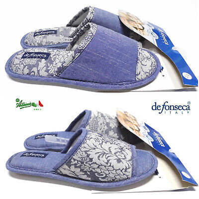 BLU Ciabatte pantofole DE FONSECA donna cotone estive aperte gomma BARI TP W140 Blu 