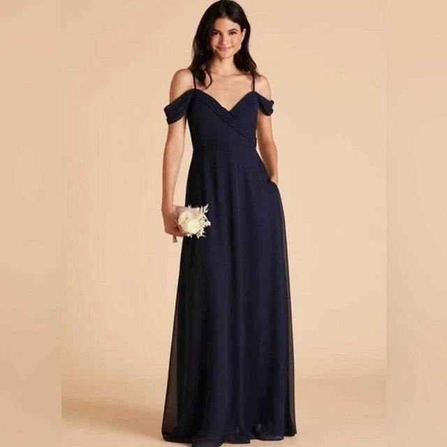 Birdy Grey Spence Convertible Dress Chiffon Navy Small Bridesmaid Formal Nwt