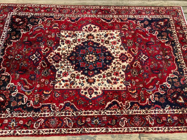 Distressed Vintage Handmade Area Rug 6'x10' Natural Dyes Floral Design Wool SALE