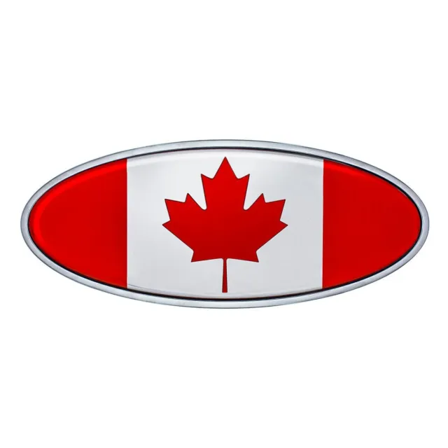 United Pacific Chrome Plated Die Cast w/ Aluminum Canada Flag Decal Emblem