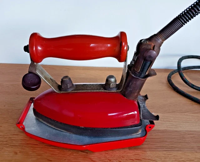 Vintage Heavy Electric Corded Flat Iron and Stand Made in England