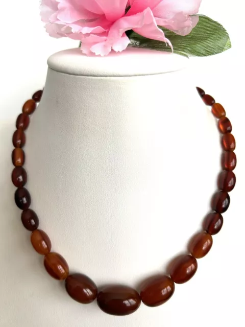 Vintage/Old Cognac color Graduated Amber Bakelite Handmade Necklace 24grams