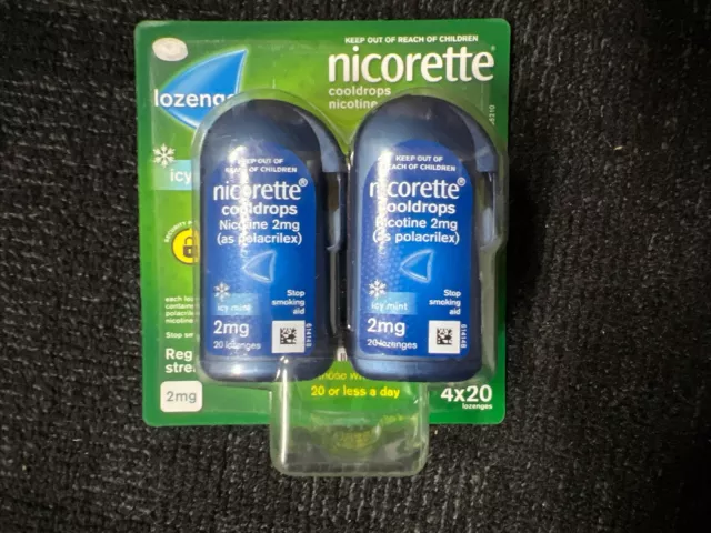 Nicorette Cooldrops Nicotine Lozenges 2mg 4 x 20 Lozenges Icy Mint
