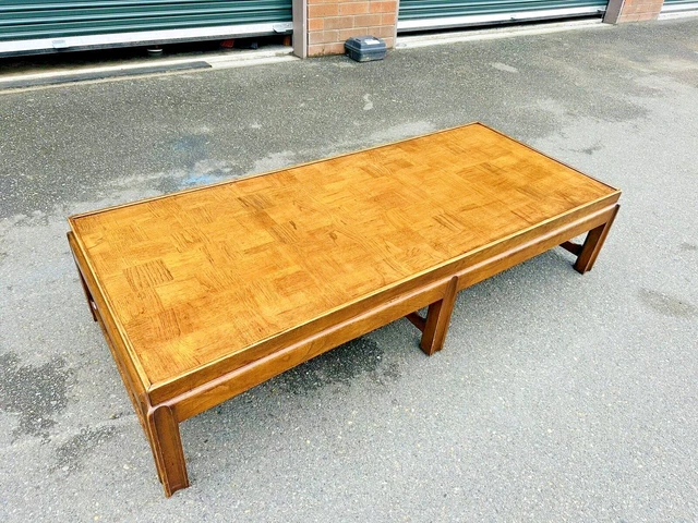 Beautiful Vintage Mid Century Modern Lane Solid Oak Long Coffee Table