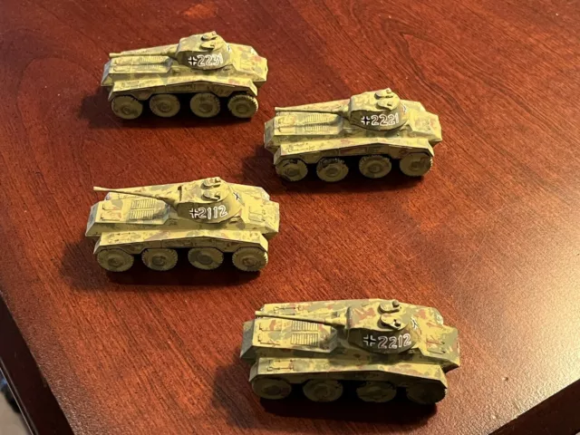 Lot of 4 Roco Minitanks WWII German Sd Kfz 234 Puma Armored Car W/50mm Gun