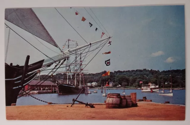 Connecticut Postcard Mid 1900s Original Rare Middletown Mystic Chubb Wharf Ships