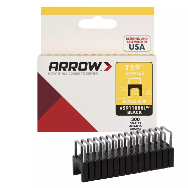 Arrow 591188BLSS Genuine T59 Stainless Steel 1/4 Inch X 5/16 Inch, Black