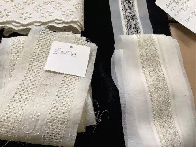 L232🌟Vintage Antique Lot Lace Trims Collars Cuffs Yardage Crochet Bobbin More+ 2