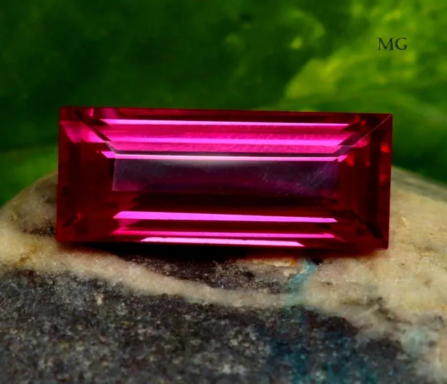 AAA+ Natural Pink Sapphire GIE Certified 19.20 Ct Bagguette Cut Loose Gemstone
