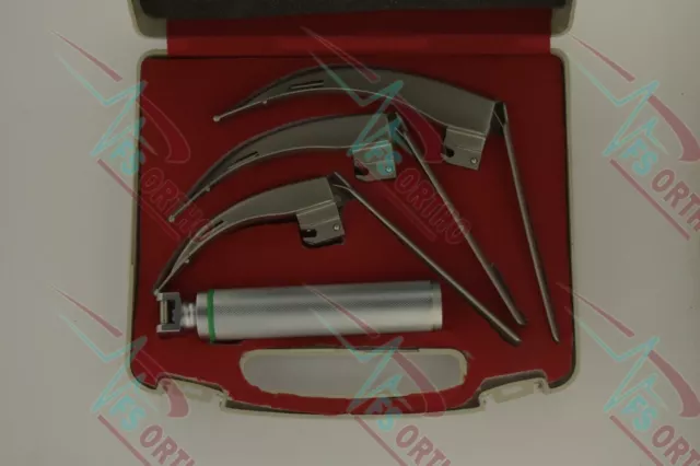 McCoy Flexi-Tip Fiberoptic LED Laryngoscope Set Blade #2 #3 #4 Medium Handle