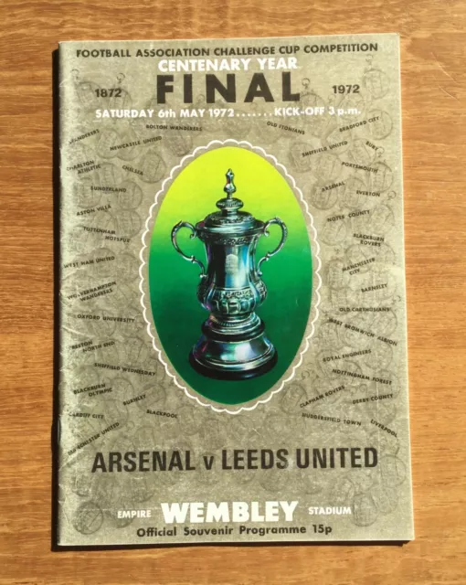 1972 FA Cup Final official programme, Arsenal v Leeds United, centenary, Wembley