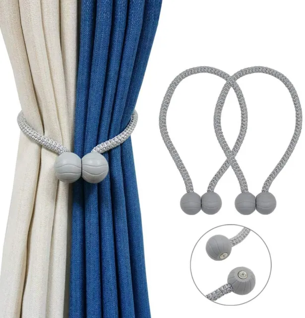 Magnetic Curtain Tie Backs Rope Clips Ball Buckle Holder Home Window Decor Gifts