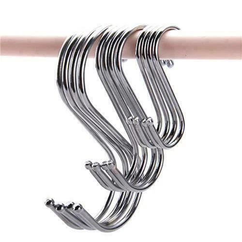 Stainless Steel S Hooks Kitchen Meat Pan Utensil Clothes Hanger Hanging 10X PCS