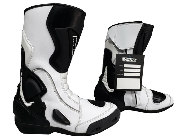 Bottes motocycliste pour Moto en Cuir racing course avec Protections