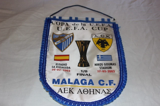 Fanion Match UEFA Cup – Málaga CF Vs AEK Athènes (pennant, Neuf)