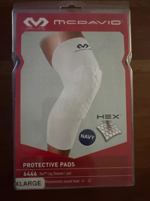 McDavid HEX Protective KNEE PADS Padded Leg SLEEVES Mens X-Large Navy PAIR