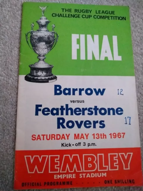 Barrow V Featherstone Rovers Rugby League Challenge Cup Final Programme 1967