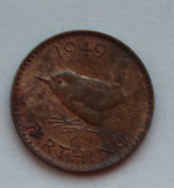 1949 British Farthing Coin. Quarter Penny. George VI. (B64)