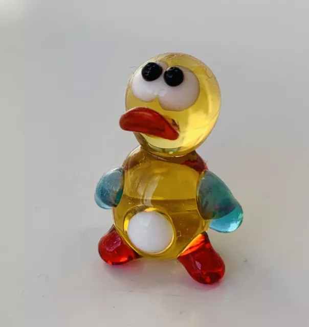 Mr. Duck~Mini Collectible Hand Blown Art Glass Figurine~Handmade Tiny Animal~Fun