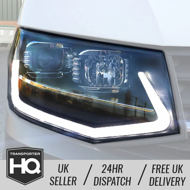 VW TRANSPORTER T6 V3 LED DRL Sequential Indicator Headlights BLACK £