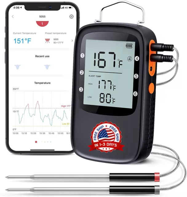 Termómetro para parrilla termómetro digital para carne con Bluetooth y sonda nuevo