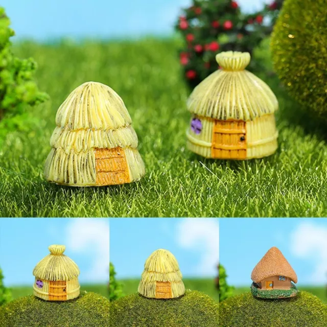 Mini Small House Statue Handmade Micro Landscape Ornaments  Patio