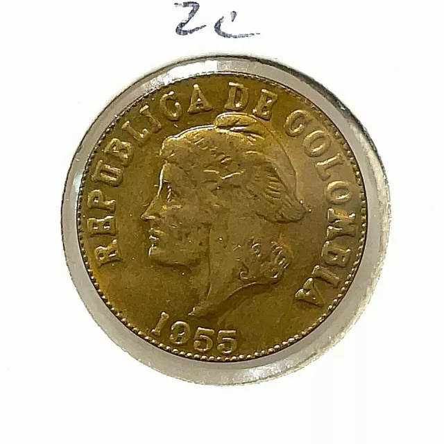 COLOMBIA 1955 B- BOGOTA - 2 Centavos  Gem BU. KM# 214