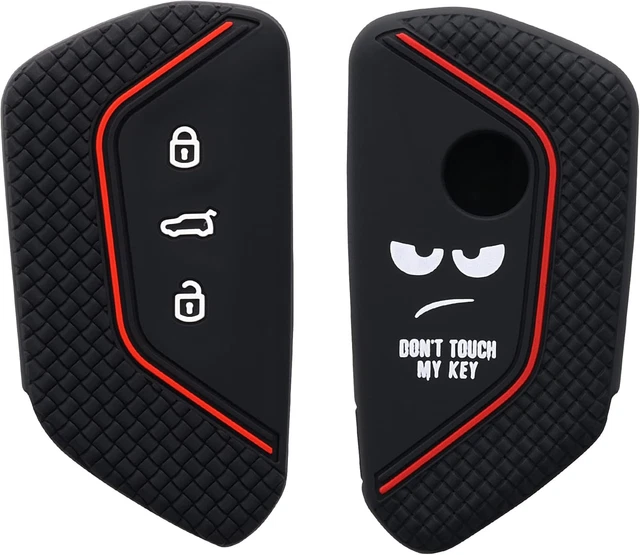 HooRLZ Custodia Per Chiave Auto In Silicone TPU 3 Tasti – Compatibile Con VW Golf 7 / MK7 / Polo / Jetta / Seat / Skoda – 2 Pezzi, Colore Nero