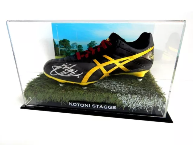 Signed Kotoni Staggs NRL Football Boot - Proof COA - Brisbane Broncos