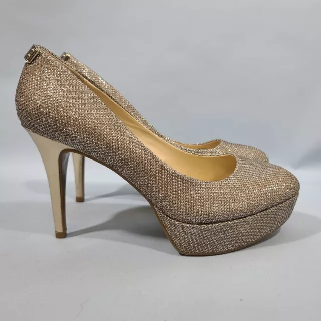 Guess Silver Sparkle Platform Pump High Heel Shoes Women's Size 7.5