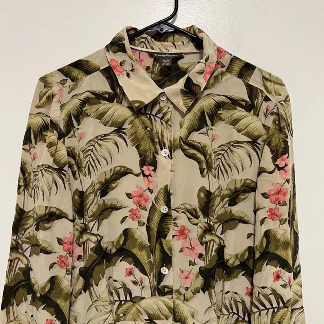 Tommy Bahama 100% Silk Beau Jardin Shirt Dress Tropical Floral Print Size Medium 3