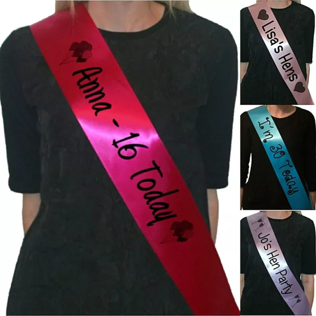 Personalised birthday sash / hen party sashes /16th/18th/21st/30th/40th any text