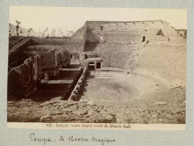 Italia, Pompei, Teatro tragico eretto da Olconio Rufo  Vintage albumen print.