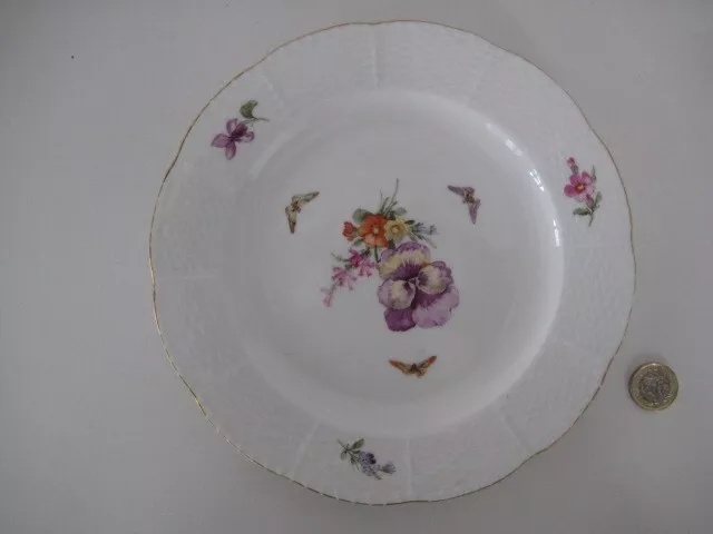 Royal Berlin Kpm Hand Painted Flowers & Butterflies Insects 8 1/2" Salad Plate