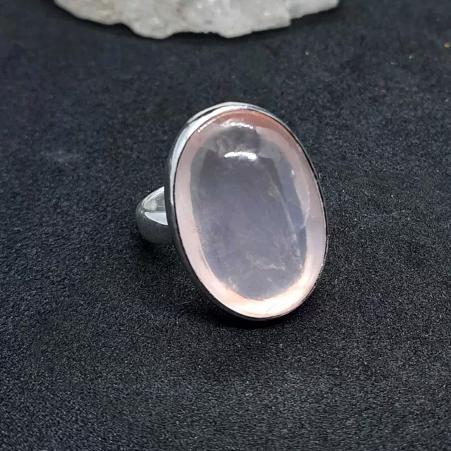 Bague en argent Sterling 925, Quartz Rose naturel, pierres précieuses...