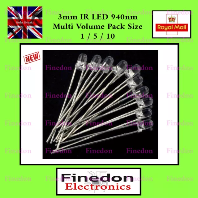 3mm 940nm Infrared Emitter Diode DC 1.2V LED IR UK Seller