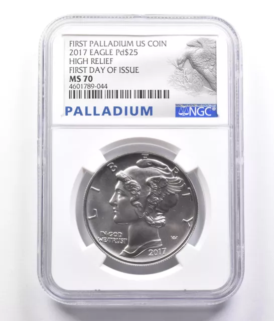 2017 $25 American Palladium Eagle High Relief FDOI 1 Oz Palladium MS70 NGC *1719