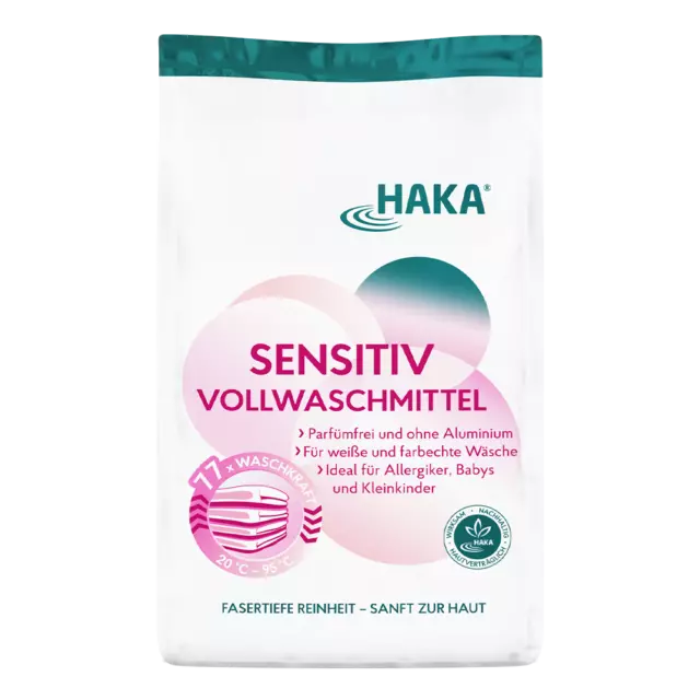 HAKA Sensitiv Vollwaschmittel 3kg Waschpulver Waschmittel für Allergiker