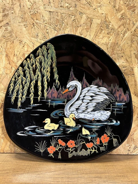 assiette déco, plat ancien, " rive enchantée "  Emaux de Longwy
