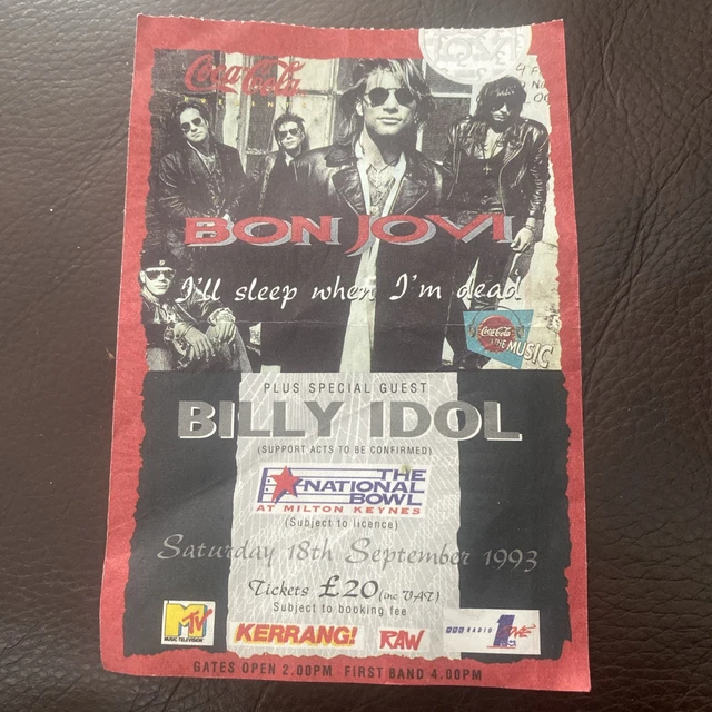 BON JOVI CONCERT Ticket . 18 September 1993. Milton keynes Bowl